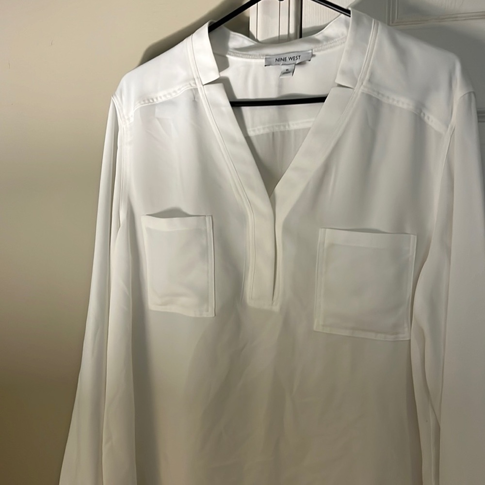 Nine West pocket chest blouse